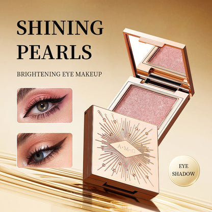 Shimmer Eyeshadow Palette 5 Shades Glowing Waterproof Creamy Blendable Formula with Built-in, for Makeup, Travel and Everyday Vanity Use
