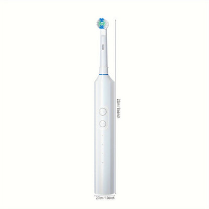 Electric Toothbrush for Adults, Rechargeable 4 Brush Heads 3 Cleaning Modes Smart Timer IPX7 Waterproof USB Quick Charge 600mAh Round Head