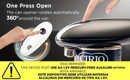 Kitchen Expert Battery Can Opener with One-Touch Control, Circular Rim Operation and Four Colors