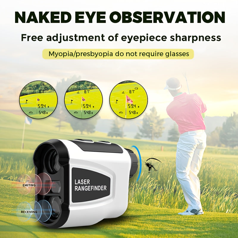 White Golf Laser Rangefinder, Model LAB12 with 1200-Yard Source Rating, 6x Optics and USB Charging