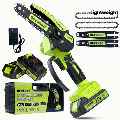 Cordless Mini Chainsaw 6-Inch, Handheld Pruning Saw with Rechargeable Battery, Adjustable Chain Tension