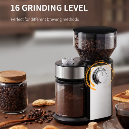 Electric Burr Coffee Grinder with 16 Precise Grind Settings, Adjustable Burr Mill for 2-14 Cups, Stainless Steel Coffee Bean Grinder