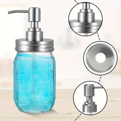 Mason Jar Soap Dispenser Pump Lids 4 Pack – 304 Stainless Steel Regular Mouth Mason Jar Pump Replacement, Leakproof Gasket