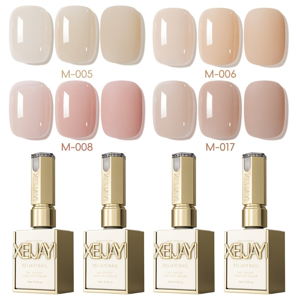Gel Nail Polish 4-Piece Nude-Pink Frame-Bottle Set with Opaque Shades 05, 06, 08 and 17 for Manicures