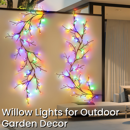 Solar Willow Vine Fairy Lights 96 LED 8 Modes 5.9ft, for Garden, Pathway and Patio Lighting