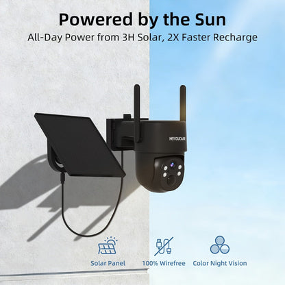 AI Auto Tracking Solar Security Camera Outdoor 360° Dome – AI Human Detection, Full Color Night Vision, Smart Siren & Spotlight