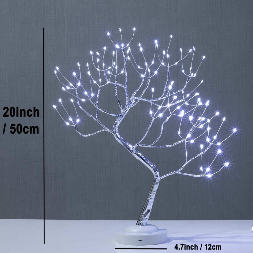 LED Bonsai Tree Light Tabletop Fairy Tree Lamp 108 LEDs 8 Lighting Modes Timer 20 Inch White for Entryways, Bedrooms and Living Spaces