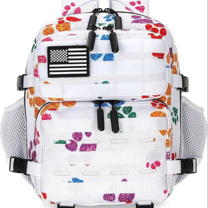 Mini Hiking Backpack 2.38 Gallon Daypack Zipper Closure Hip Strap for Daily Use Fitness Cycling Camping Travel School Strawberry Cat Paw