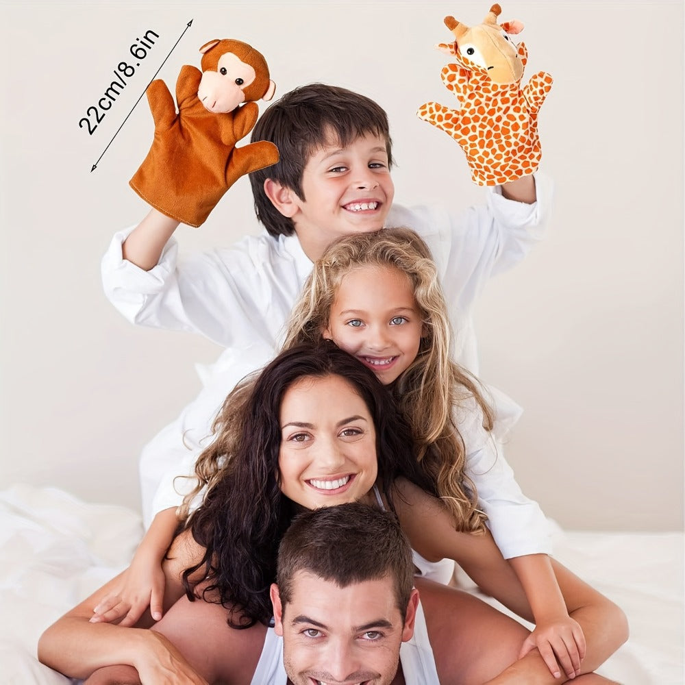 Twelve-Piece Zoo Animal Hand Puppet Set with Bear, Zebra, Lion, Giraffe, Hippo and More Designs