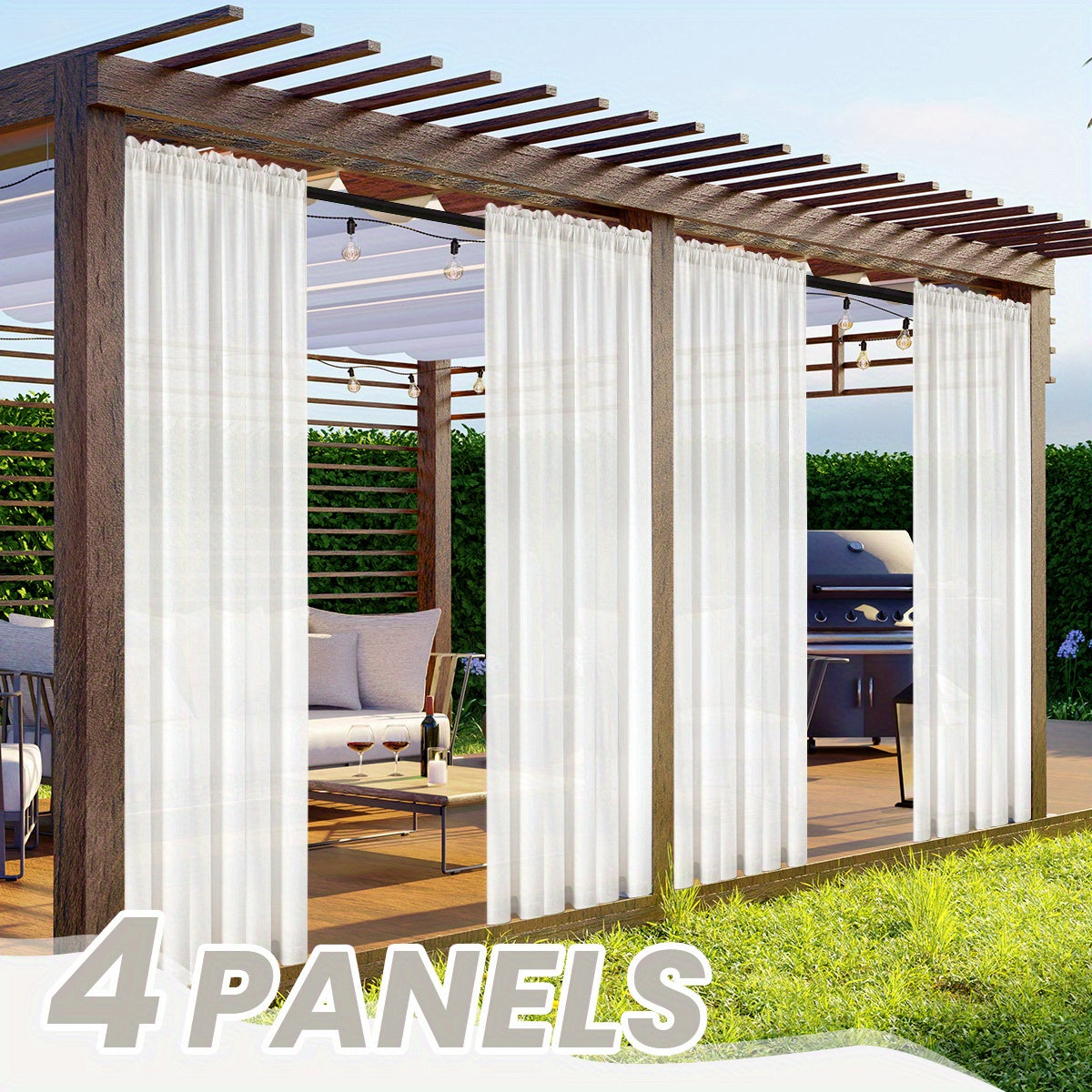 Four-Panel Rod-Pocket Window Curtain Set with Linen-Look Surface, 13 Colors and Seven Length Options