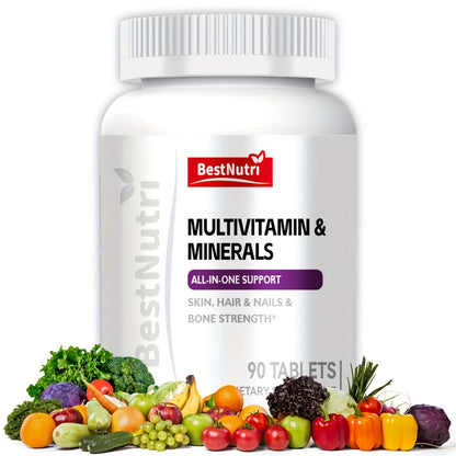 Multivitamin & Minerals All-in-One Daily Supplement for Skin, Hair & Nails, Bone Strength & Immune Support