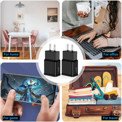 USB Wall Charger Compatible with Samsung Galaxy S25 S24 S23 S22 S21 S20 S10 S9 S8 S7 Note 10 - Adaptive 5V 2A Fast Charging