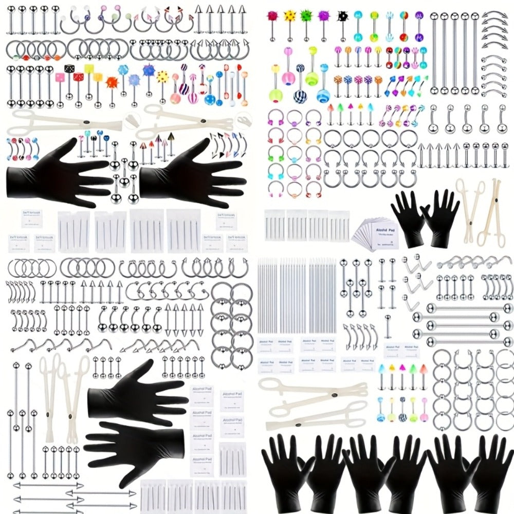 Piercing Kit Stainless Steel Random Set for Makeup, Travel and Everyday Vanity Use, with the Listed Configuration