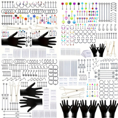 Piercing Kit Stainless Steel Random Set for Makeup, Travel and Everyday Vanity Use, with the Listed Configuration