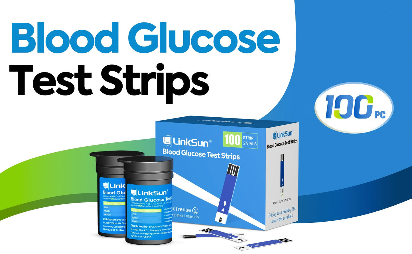 Blood Sugar Test Strips 100 Count Compatible with G-425-1 G-425-2 G-425-3 Glucose Meter for Entryways, Bedrooms and Living Spaces