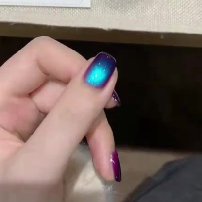 Cat Eye Magnetic Gel Nail Polish 10ml – Blueberry Glitter Purple Blue Glass Bead Sparkling Effect, UV LED Semi-Permanent Gel Varnish