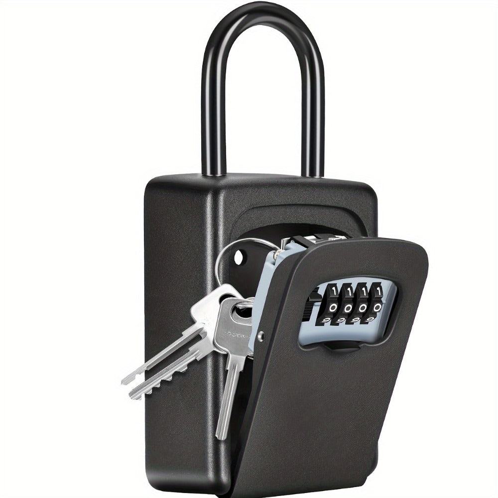 Wall-Mounted Key Lock Box with Resettable Password – Outdoor Key Safe Box, Security Lock Box for Home Garage Garden Office Store