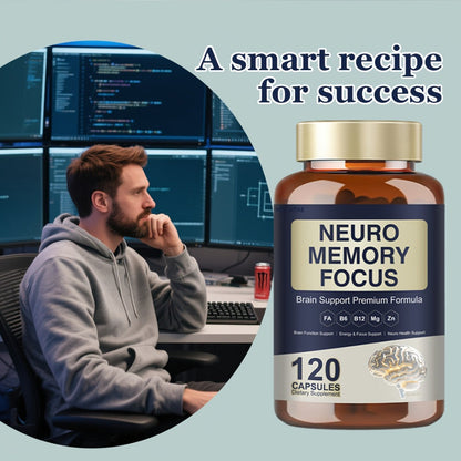 Memory Focus Brain Supplement 120 Capsules, Advanced Nootropic Formula with Ginkgo Biloba, Bacopa Monnieri