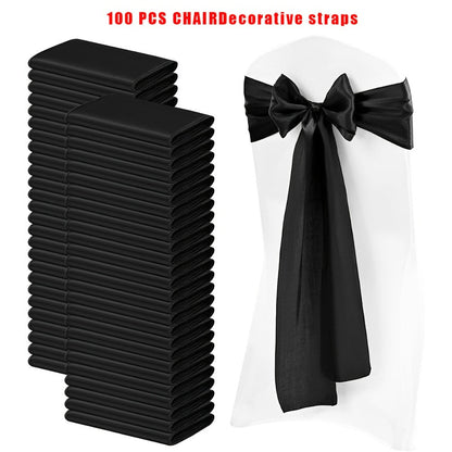 100pcs Satin Chair Sashes Bows for Wedding Banquet Party Event Decoration, 13 Colors, 18×275cm