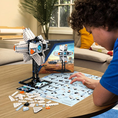 Building Block Set LA0137 Shell Display Model with 378 Pieces, Adjustable Panels and Black Stand