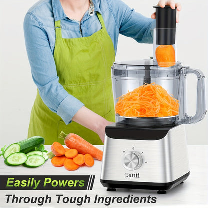 Food Processor 600W 6-in-1 Electric Food Chopper 12-Cup Bowl for Chopping Mincing Dicing for Entryways, Bedrooms and Living Spaces