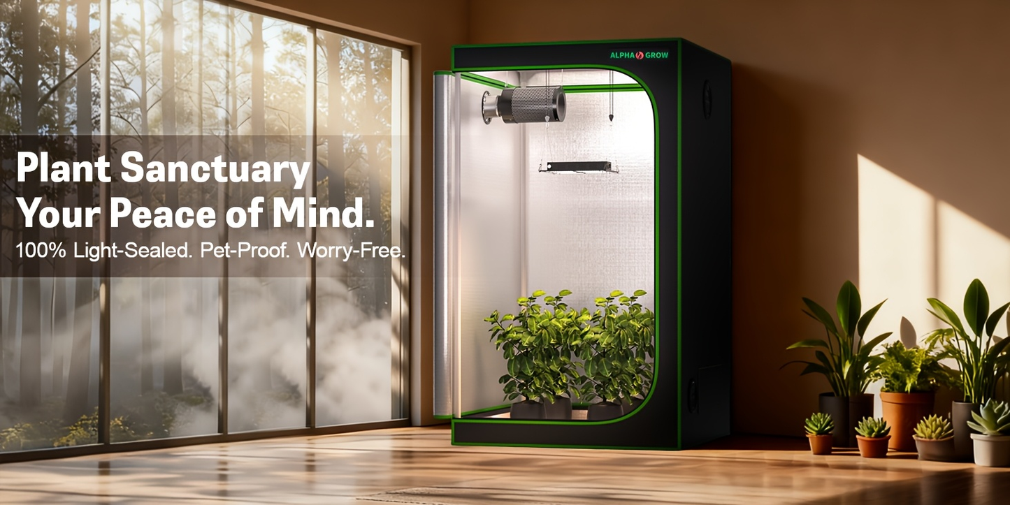 ALPHAGROW Grow Tent Greenhouse Portable 2X2/3X3/4X2/4X4 Ft High Reflective 1680D Mylar Canvas for Garden, Patio and Yard Use