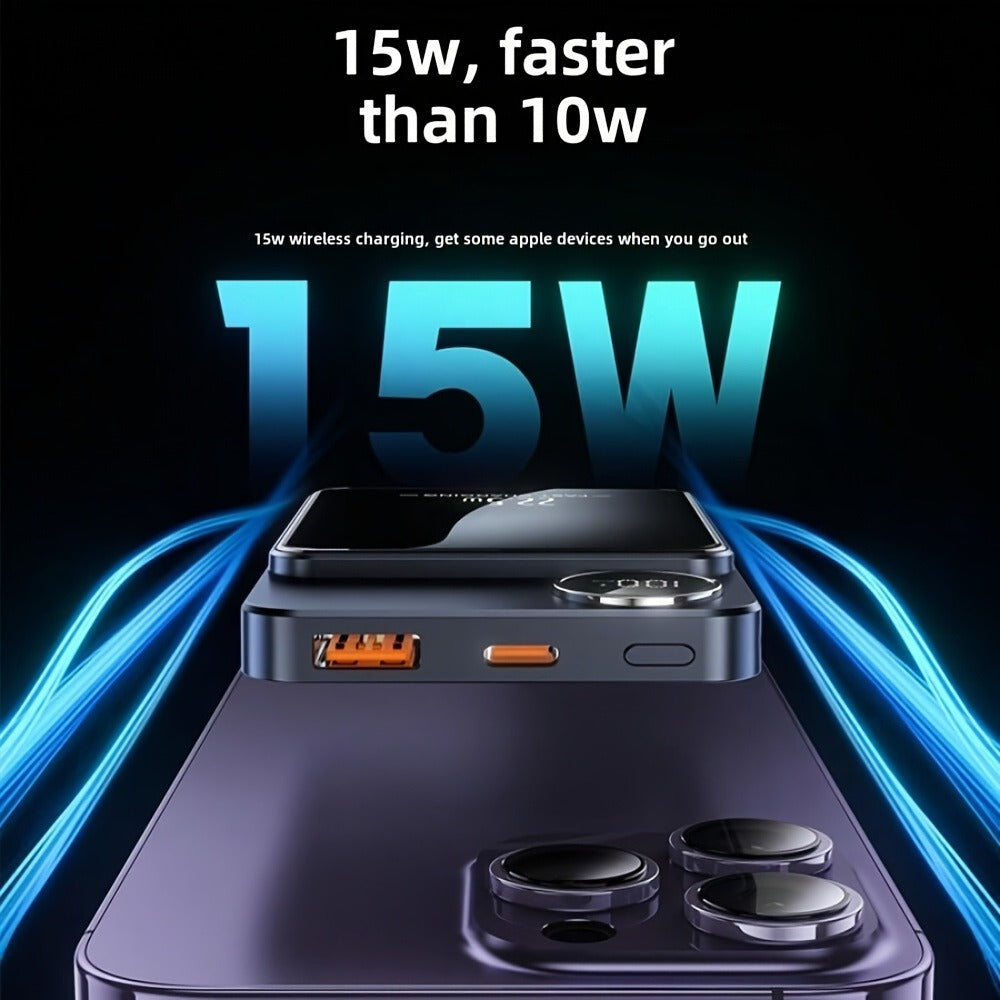 Power Bank Magnetic 5000mAh or 10000mAh with 15W Wireless Charging and LED Indicator in Three Colors
