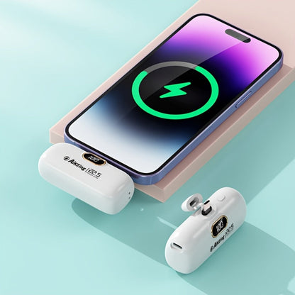 Mini Power Bank 5000mAh with Built-in USB-C Connector Fast Charging, Ultra-Compact Pocket Portable Charger for iPhone Android Samsung