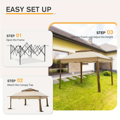 Instant Gazebo Tent 11x11 FT Mosquito Netting No Assembly Required for Garden, Yard and Pest Management