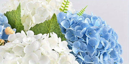 Artificial Flowers 21-Inch Full-Latex Hydrangea Stems in 4 or 8-Piece Sets with Flexible Wire