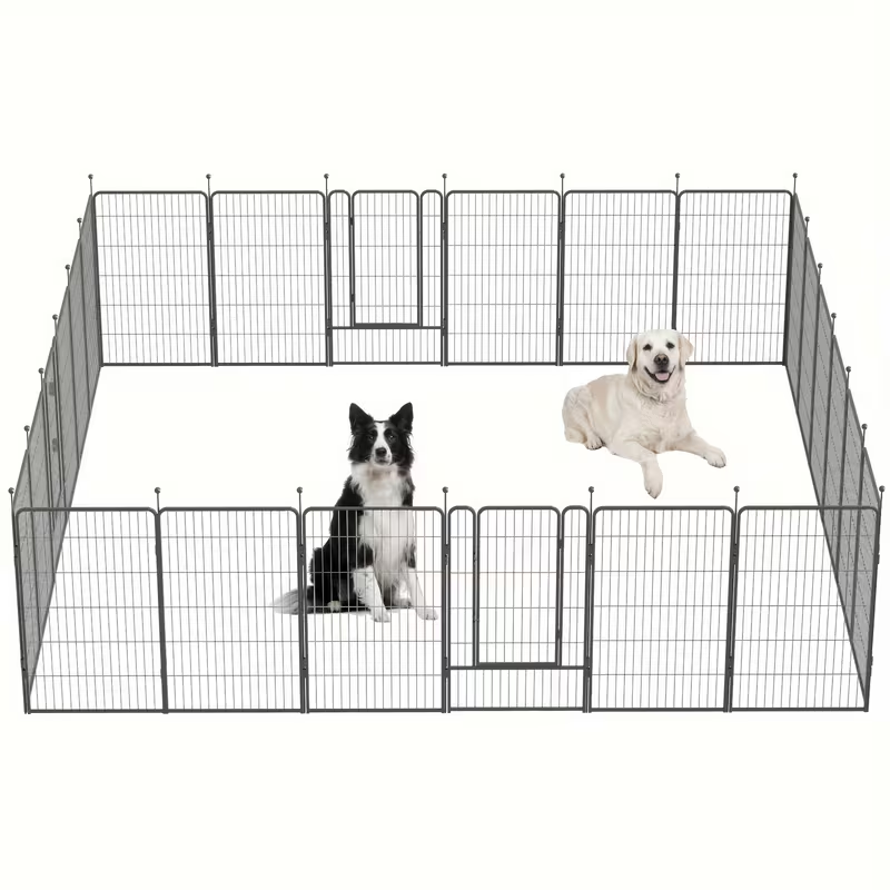 Outdoor Dog Enclosure Fence Panels – 32" Heavy Duty Hammer Design Dog Playpen, Expandable Garden Barrier for Small to Medium Dogs