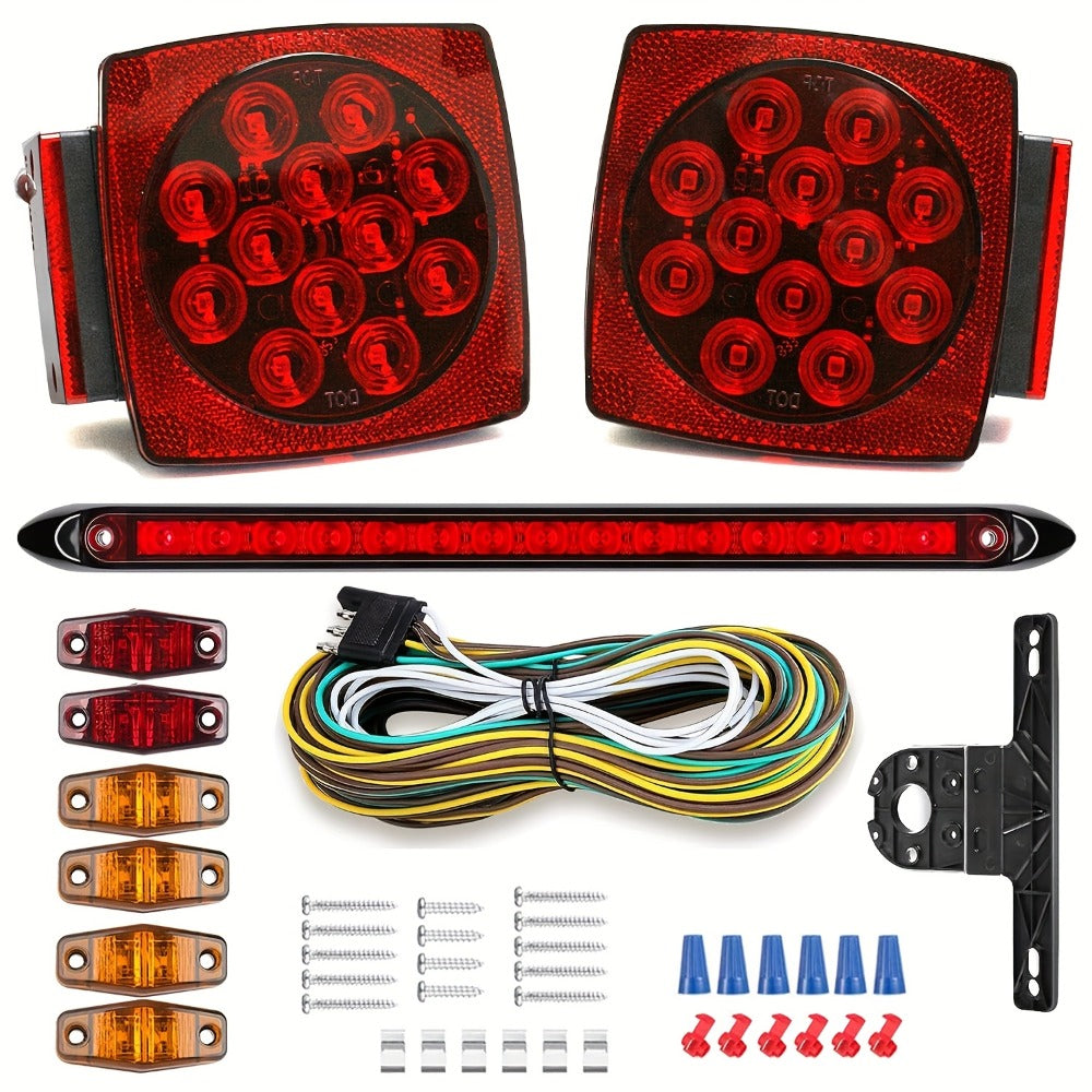 12V LED Trailer Tail Lights Kit – Stop, Turn Signal, Brake & License Plate Light for Trailers Under 80" – Boat, RV, Camper, Truck