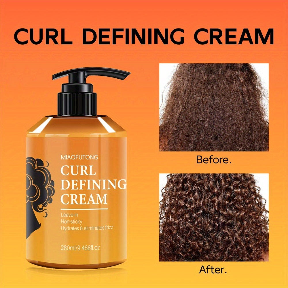 280ml Argan-Oil Curl Defining Cream in Pump Bottle for Leave-In Styling of Wavy, Curly and Coily Hair