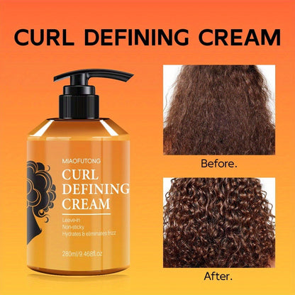 280ml Argan-Oil Curl Defining Cream in Pump Bottle for Leave-In Styling of Wavy, Curly and Coily Hair