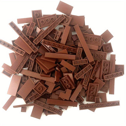 Bulk Flat Tile Building Blocks 150 Pcs – Smooth Thin Plate Bricks 1x1 1x2 1x6 LEGO Compatible MOC Accessories Kids Creative Building DIY