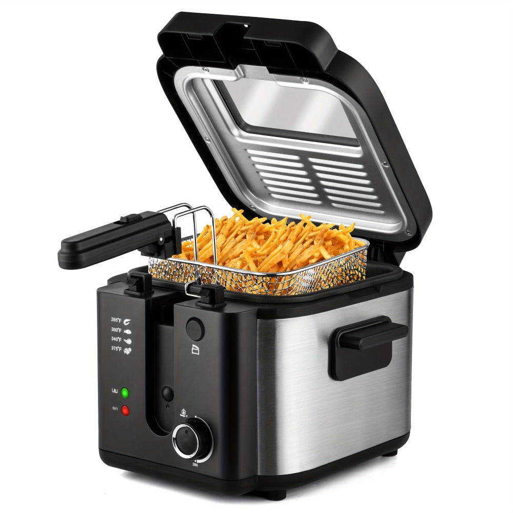 Deep Fryer Electric 1500W Non-Stick with Detachable Basket Adjustable Temperature Control for Home Cooking, Dining and Outdoor Meals