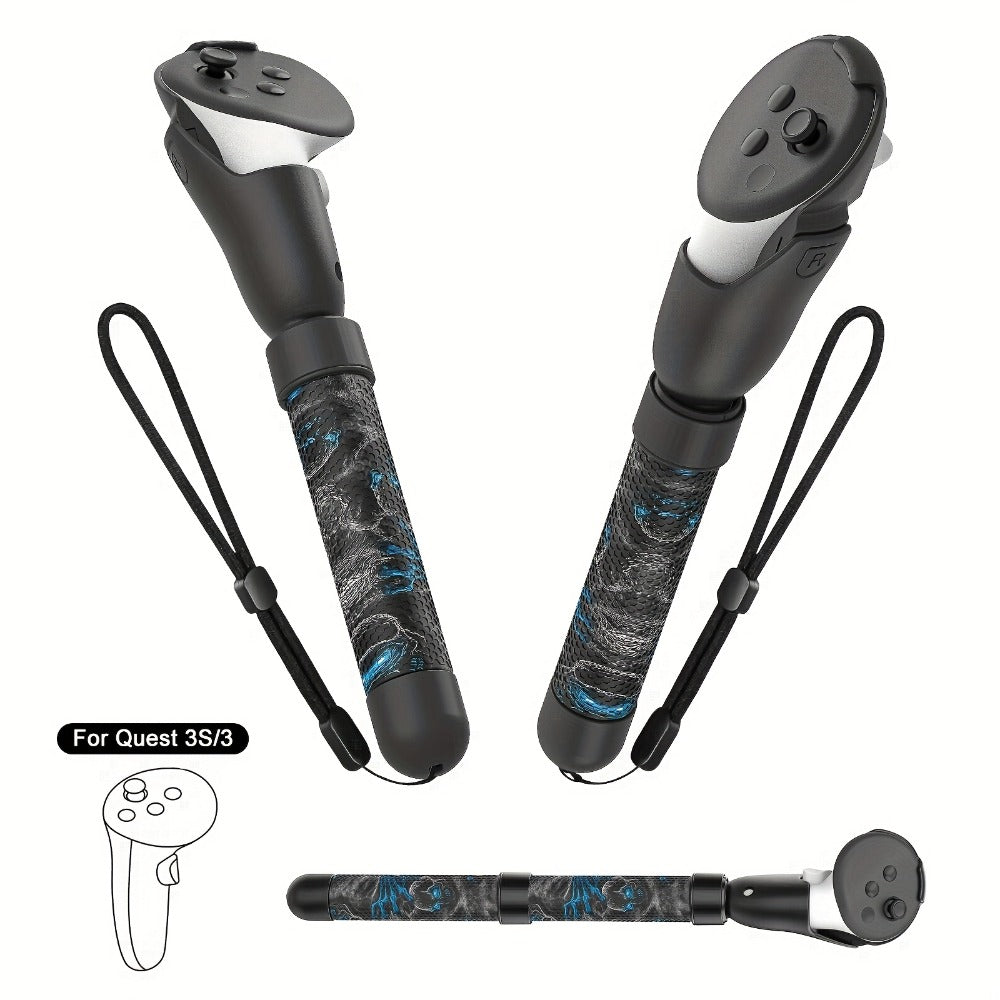 Meta Quest 3S Controller Handle Extension Grips, 3-in-1 VR Handle Attachments for Beat Saber, Golf+