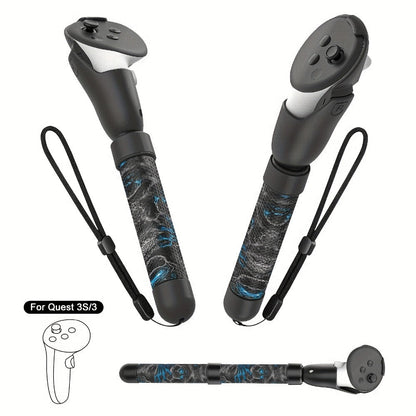 Meta Quest 3S Controller Handle Extension Grips, 3-in-1 VR Handle Attachments for Beat Saber, Golf+