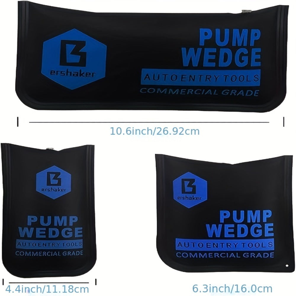 Car Air Wedge Pump Bag 3-Pack – Blue Auto Body Restoration Airbag Tool for Door Panel Opening, Lock Picking & Dent Repair | No Battery