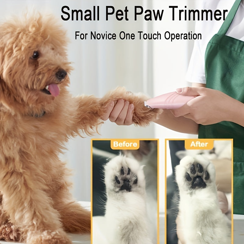 Paw Trimmer for Dogs & Cats – Cordless Electric Pet Grooming Clipper, Low Noise Hair Trimmer for Paws, Eyes, Ears, Face & Rump