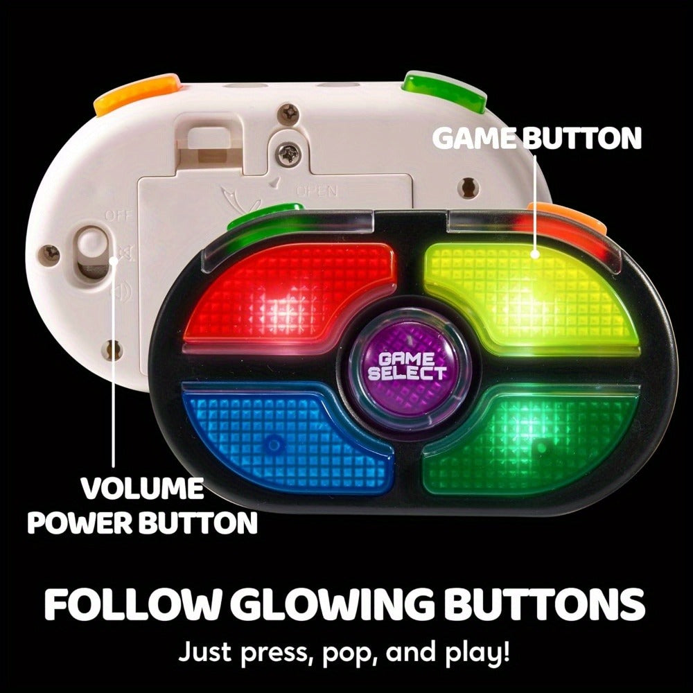 Portable Handheld Gaming Device 2-Pack, 7-Button Electronic Game with 4 Modes, Light & Sound, Memory & Speed Battle for Kids Ages 8+
