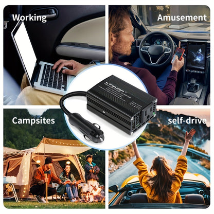 Car Power Inverter 500W 12V to 110V AC Outlet Converter with QC3.0 USB Port for Vehicle Boat Truck RV Portable Auto Power Adapter 200W Rated