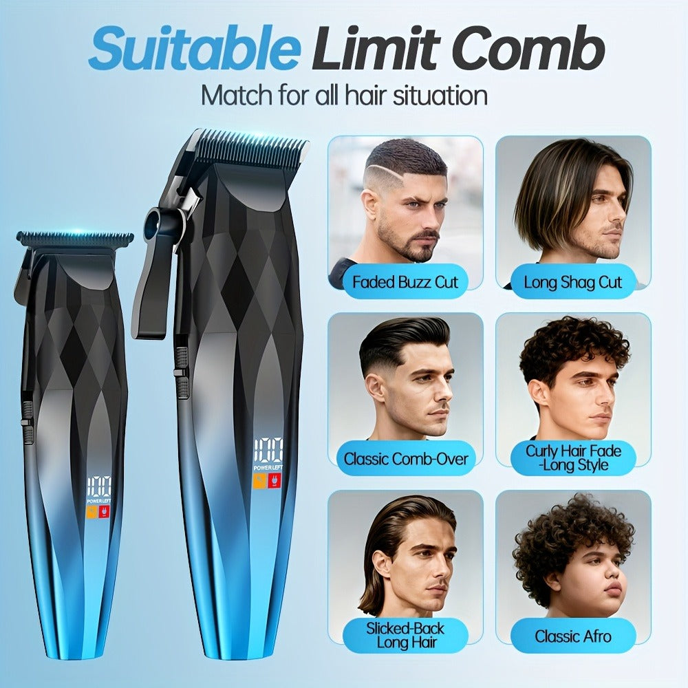 Electric Hair Clipper 2-Pack for Men – Professional Cordless Hair Trimmer Set for Home Car Business Travel