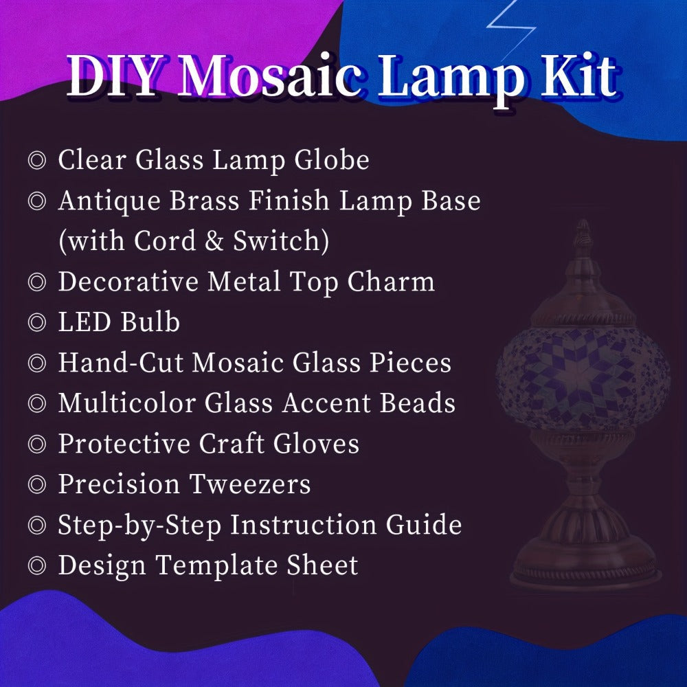 Moroccan Table Lamp Handmade DIY Turkish Lamp Dimmable Glass Metal Brass Bohemian Bedside for Entryways, Bedrooms and Living Spaces
