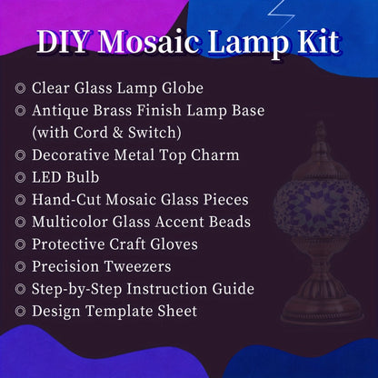 Moroccan Table Lamp Handmade DIY Turkish Lamp Dimmable Glass Metal Brass Bohemian Bedside for Entryways, Bedrooms and Living Spaces