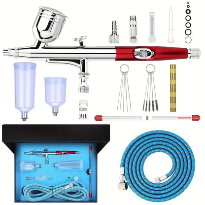 Airbrush Kit Dual-Action Gravity Feed – 0.3mm & 0.5mm Needle Sets, 7cc 20cc 40cc Cups, Complete Air Brush Gun Set for Nails, Makeup