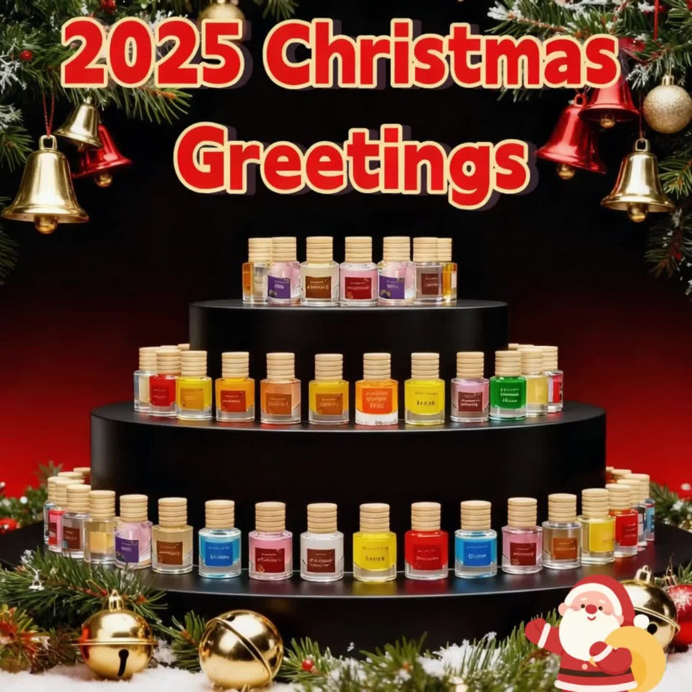 Car Air Freshener 18-Pack Hanging Diffuser Bottles with Six Random Scents and Adjustable Wooden Caps