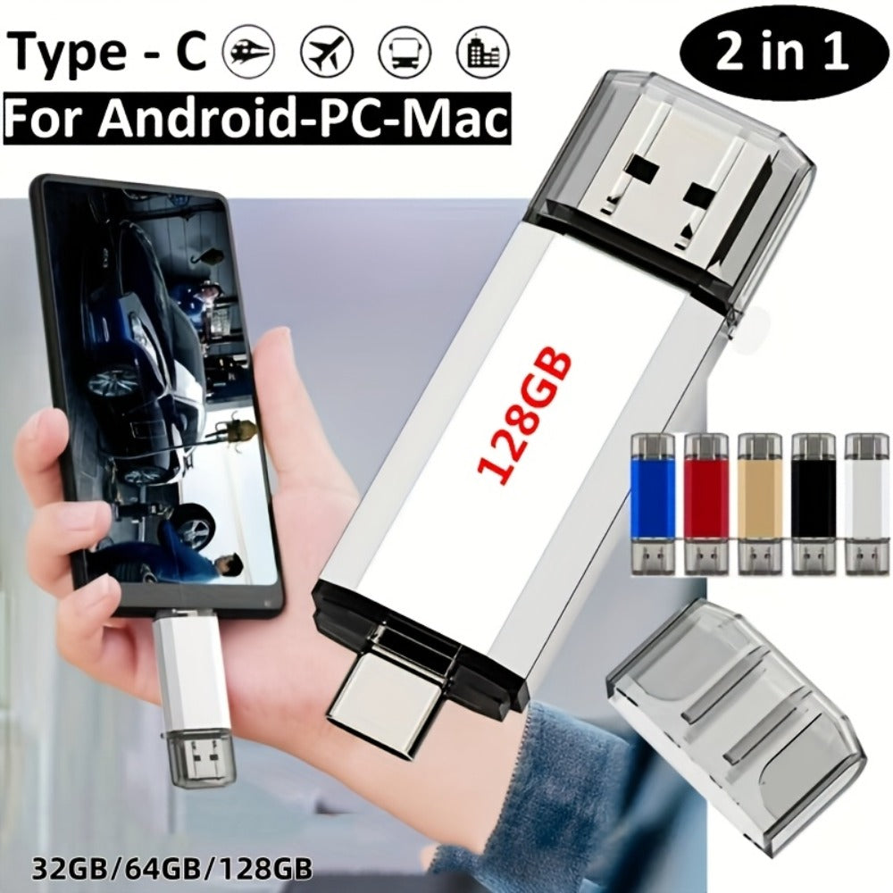 USB Flash Drive KOOTION 2-in-1 Metal USB 2.0 and Type-C Memory Stick in 32GB, 64GB or 128GB