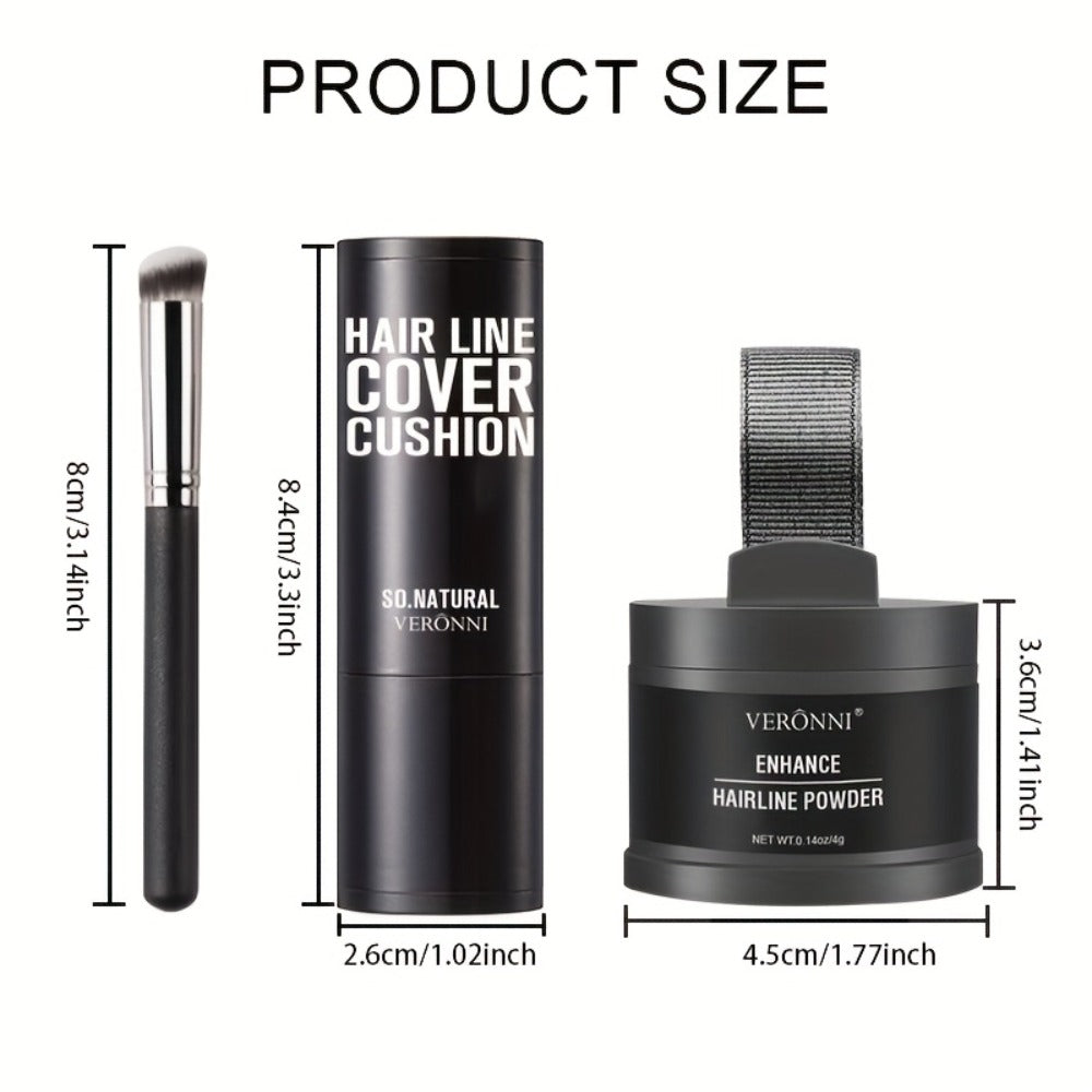Hair Root Concealer Powder with Brush - Instantly Covers Gray Roots & Thinning Hairline, Plant-Based Keratin Formula