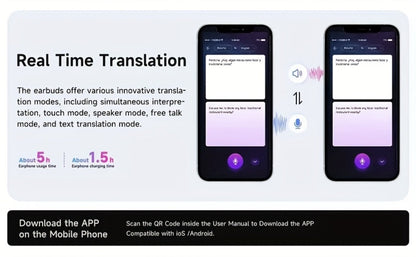 6-Mic AI Translation Bone Conduction Headset 144 Languages, Real-Time Translator Wireless Headphones